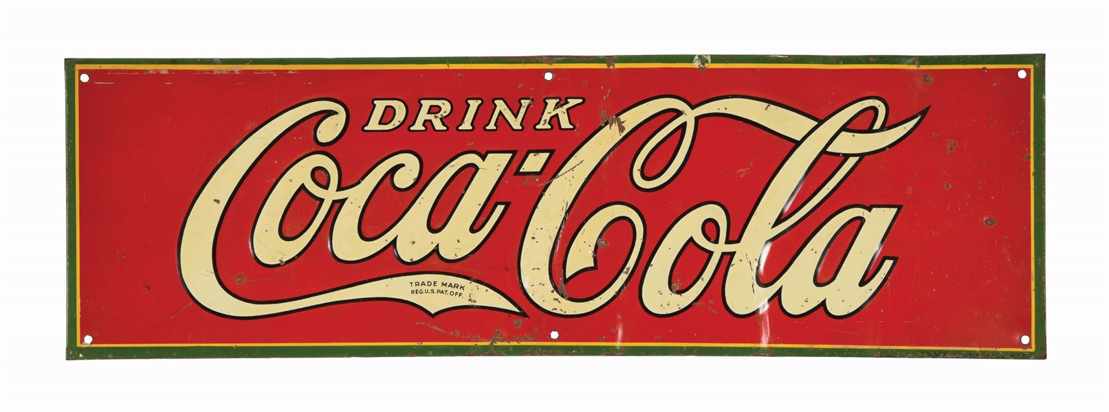 SINGLE-SIDED EMBOSSED "DRINK COCA-COLA" TIN SIGN.