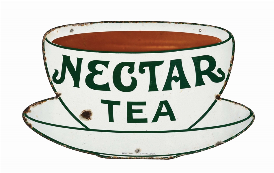 SINGLE-SIDED PORCELAIN NECTAR TEA SIGN.