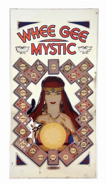 ORIGINAL BACK GLASS FOR THE WHEE GEE MYSTIC FORTUNE TELLER.