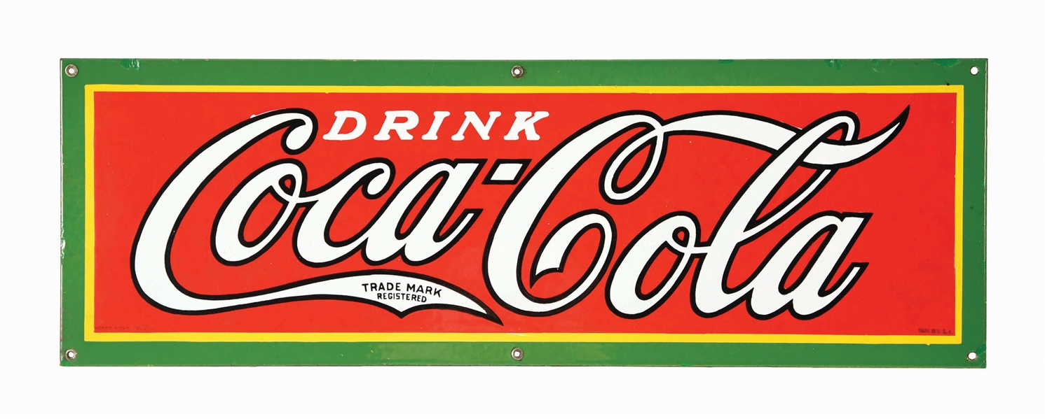 SINGLE-SIDED PORCELAIN "DRINK COCA-COLA" SIGN.