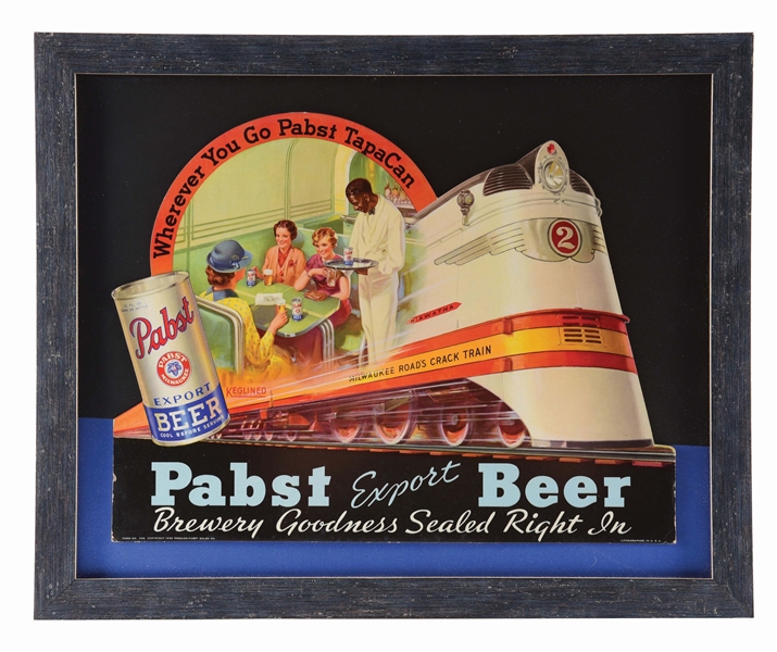 CARDBOARD LITHOGRAPHED PABST BEER ADVERTISEMENT.