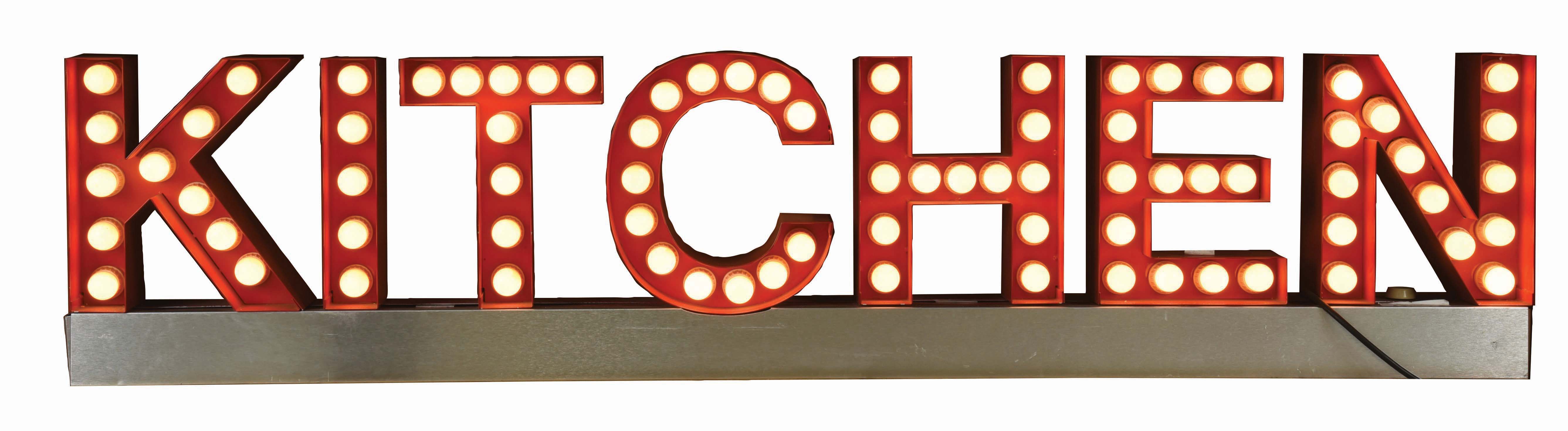Lot Detail - KITCHEN INDIVIDUAL LIGHT UP LETTERS SIGN MOUNTED ON ...