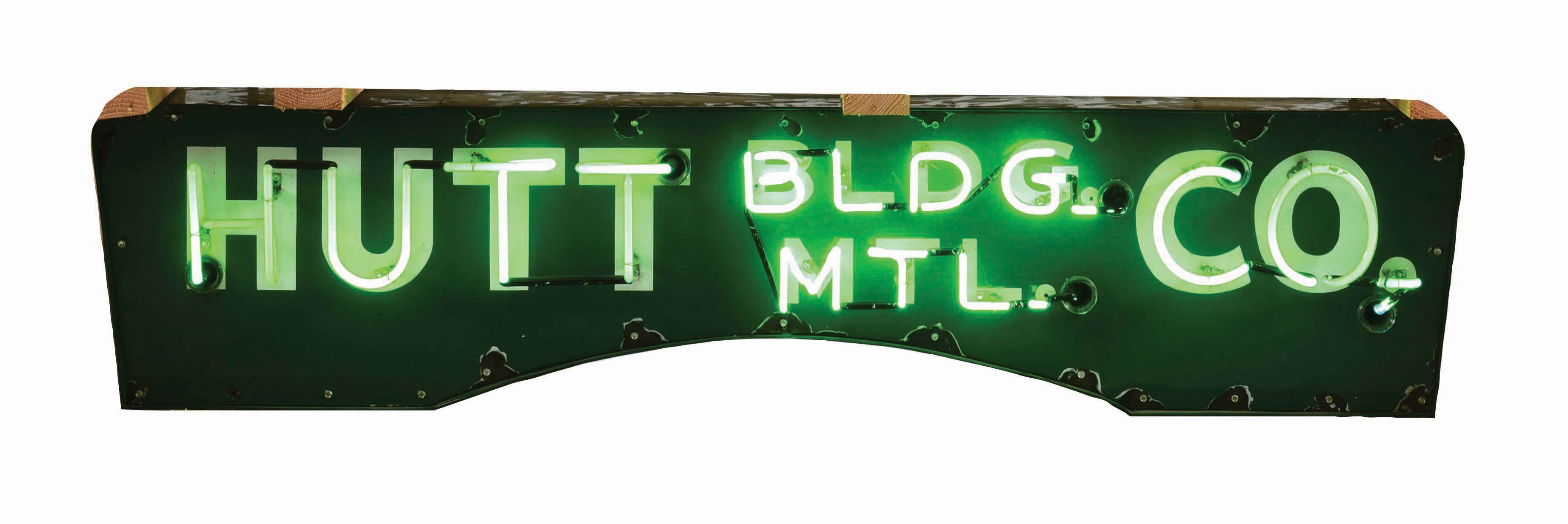 Hutt Dogs Sign Lot Detail - HUTT BUILDING COMPANY DIE CUT PORCELAIN SIGN NEON SIGN ...
