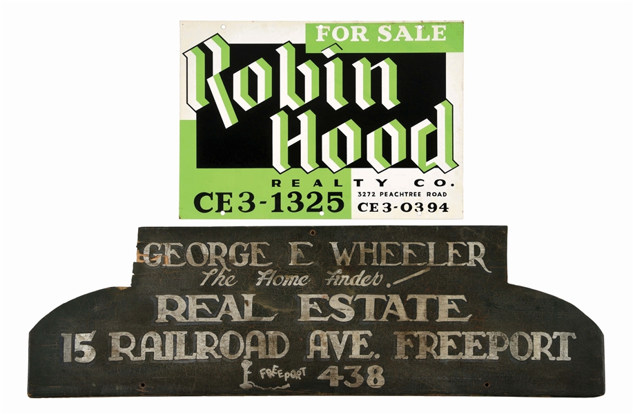 LOT OF 2: REAL ESTATE SIGNS. 