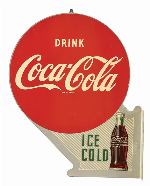 COCA-COLA "ICE COLD" DIE-CUT FLANGE SIGN.