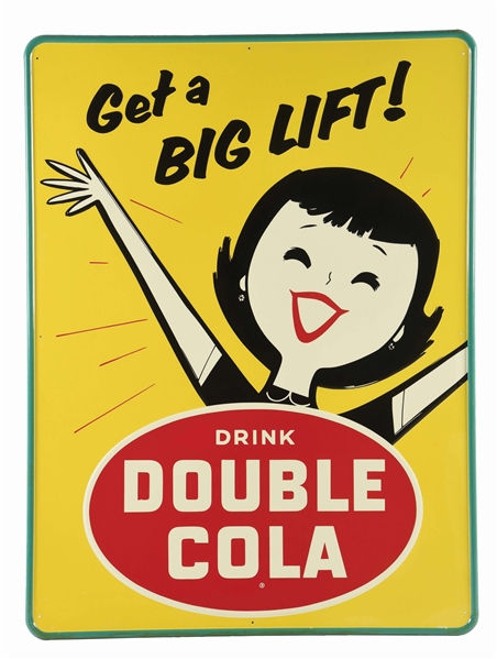 DRINK DOUBLE COLA SINGLE-SIDED EMBOSSED TIN SIGN.