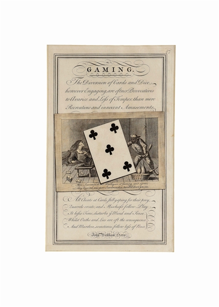 ORIGINAL 18TH CENTURY COPPERPLATE ENGRAVING FOR GAMBLING.