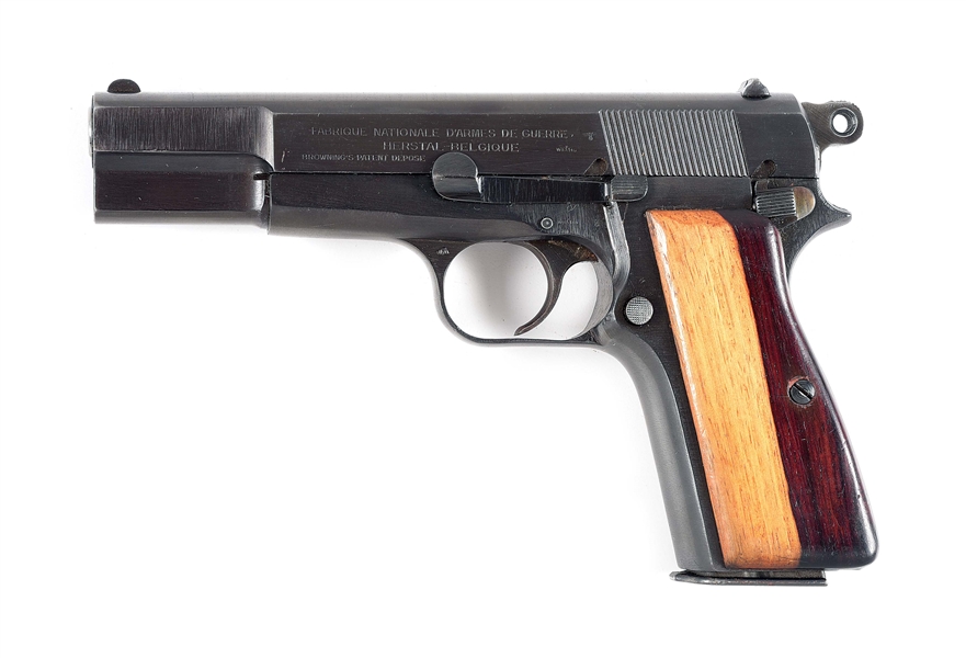 (C) GERMAN WWII 6TH SS MOUNTAIN DIVISION FN BROWNING HI-POWER SEMI-AUTOMATIC PISTOL CAPTURED BY BRIGADIER GENERAL THEODORE C. MATAXIS WITH PAPERWORK.