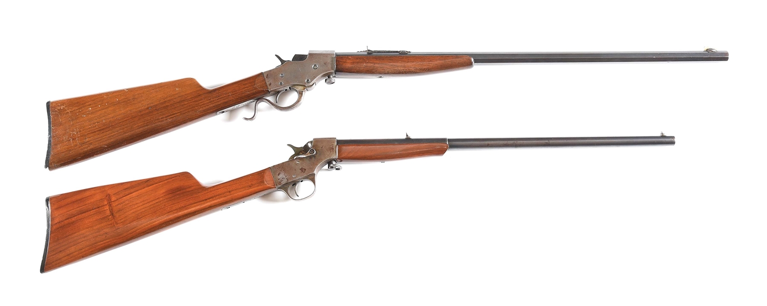 (C) LOT OF 2: STEVENS MODEL 1915 FAVORITE .22 LR AND STEVENS CRACKSHOT .22 LR SINGLE SHOT RIFLES.