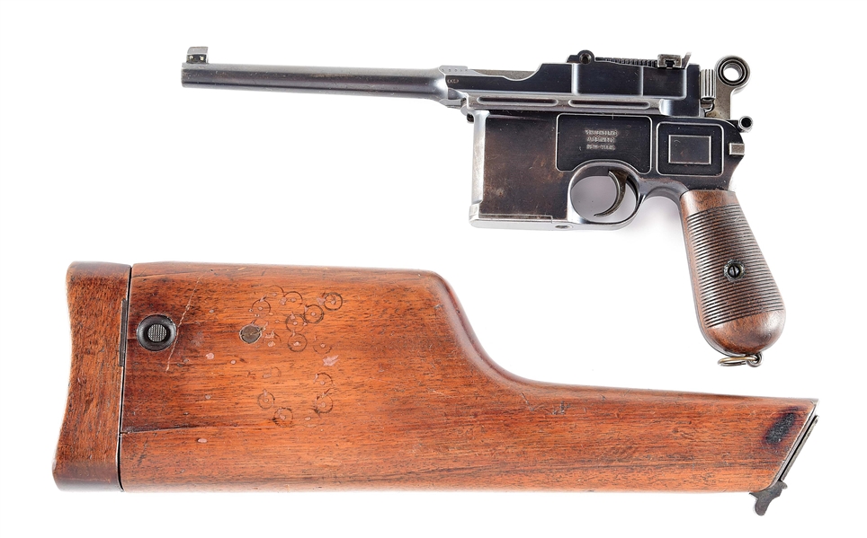 (C) VLD MARKED LARGE RING MAUSER C96 SEMI-AUTOMATIC PISTOL WITH SHOULDER STOCK.