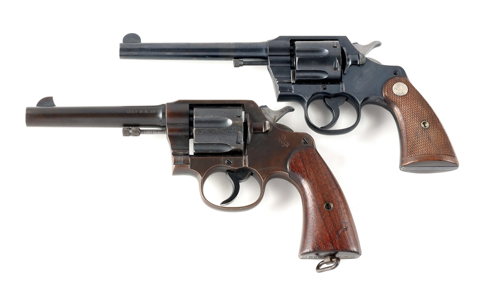 (C) LOT OF 2: COLT OFFICIAL POLICE & MODEL 1917 DOUBLE ACTION REVOLVERS.