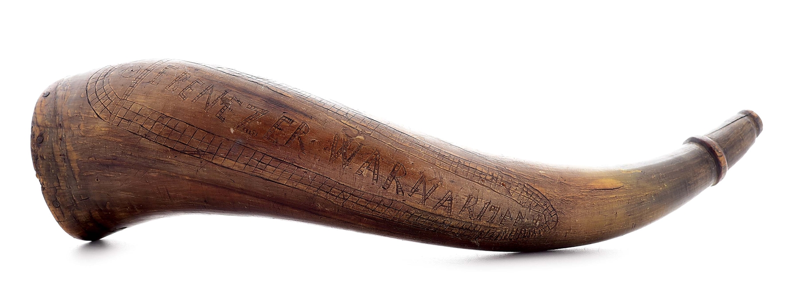 PRE-FRENCH AND INDIAN WAR POWDER HORN OF DR. EBENEZAR WARNER DATED 1744