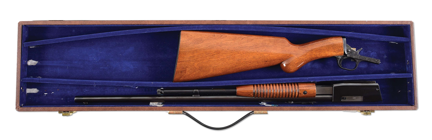 (C) BROWNING TROMBONE .22 LR SLIDE ACTION RIFLE WITH CASE.