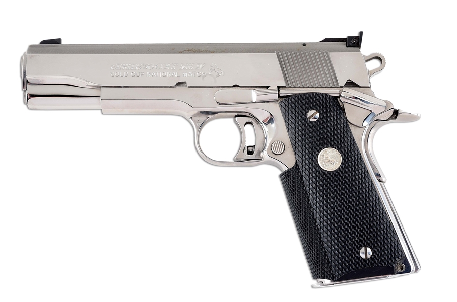 (M) COLT SERIES 80 MK IV GOLD CUP NATIONAL MATCH .45 ACP SEMI AUTOMATIC PISTOL WITH CASE AND BOX.