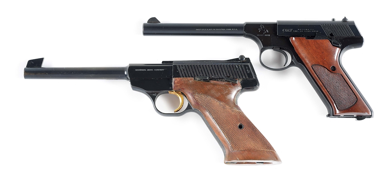 (C) LOT OF 2: COLT HUNTSMAN AND BROWNING CHALLENGER .22 LR SEMI-AUTOMATIC PISTOLS.