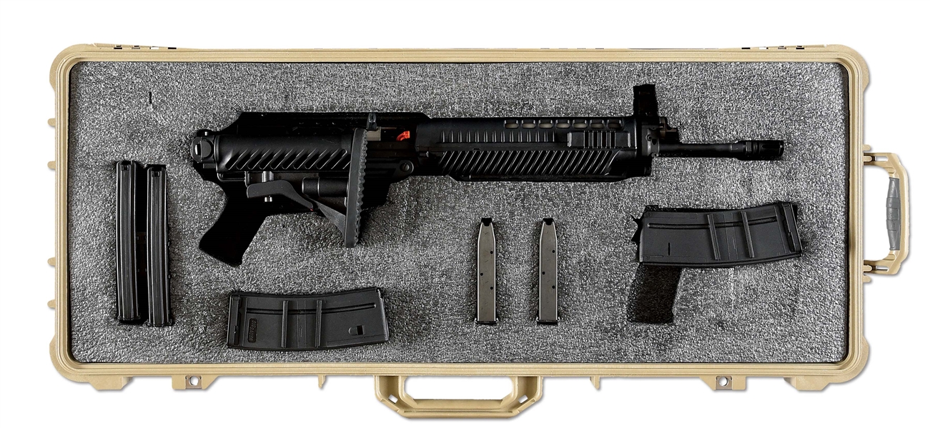(M) SIG SAUER 556 SEMI-AUTOMATIC RIFLE IN FACTORY PELICAN STYLE HARD CASE.
