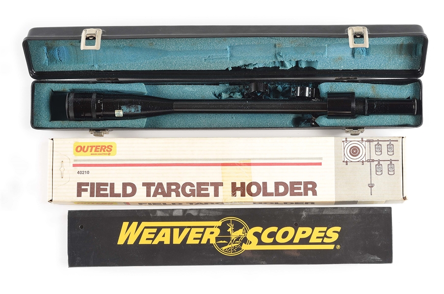 LOT OF 3: WEAVER AND REDFIELD SCOPES WITH OUTERS TARGET HOLDER.