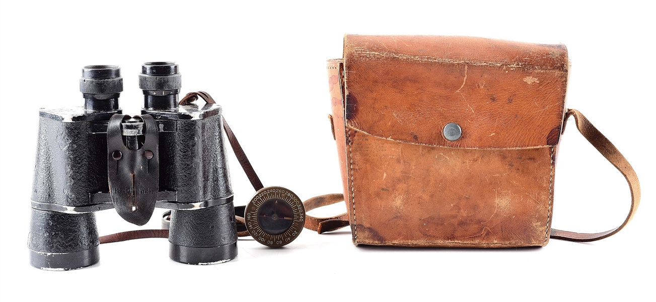 GERMAN WWII "BLC" CODE CARL ZEISS JENA 10X50 BINOCULARS CAPTURED FROM THE 6TH SS NORD DIVISION BY LTC. THEODORE MATAXIS