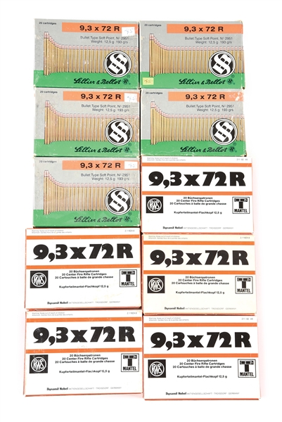 LOT OF 10: BOXES OF 9.3X72R.