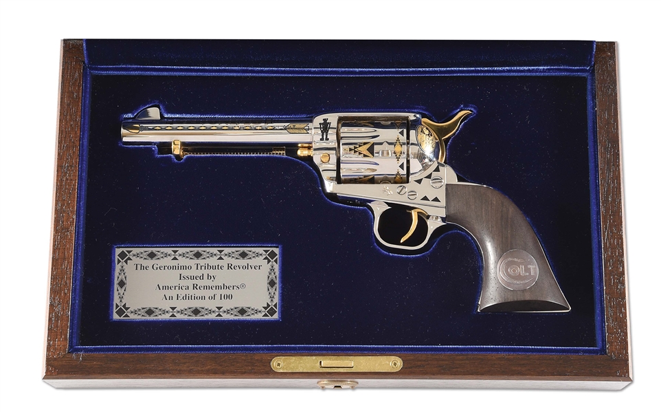 (M) COLT GERONIMO TRIBUTE COWBOY SINGLE ACTION REVOLVER WITH PRESENTATION CASE AND FACTORY BOX.