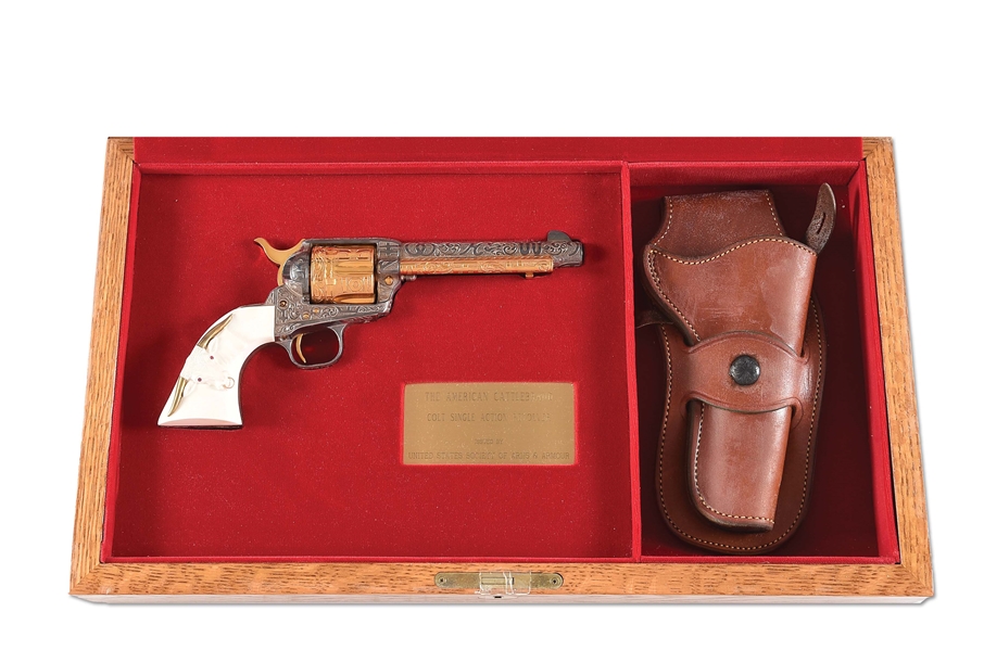 (M) COLT "CATTLE BRAND" SAA IN AMERICA REMEMBERS PRESENTATION CASE WITH FACTORY BOX.