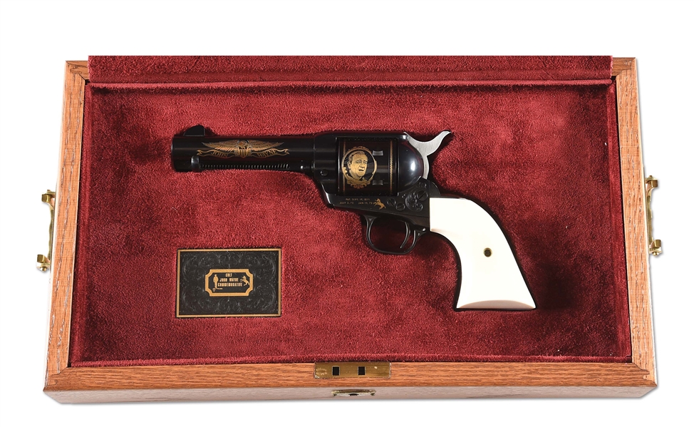 (M) COLT JOHN WAYNE COMEMMORATIVE SINGLE ACTION ARMY WITH PRESENTATION CASE AND FACTORY BOX.