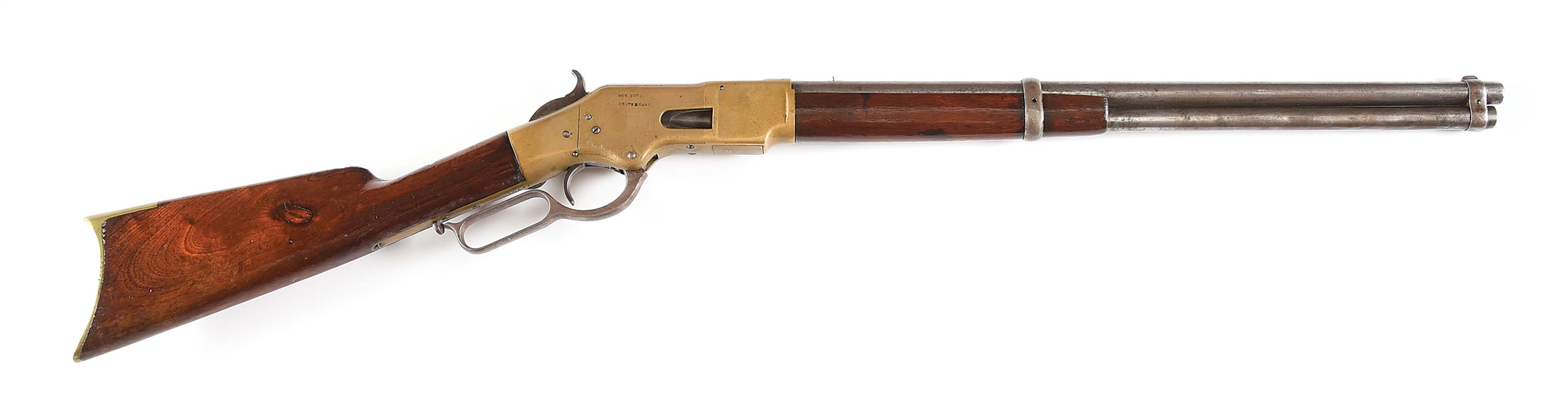 (A) WINCHESTER MODEL 1866 LEVER ACTION SADDLE RING CARBINE.