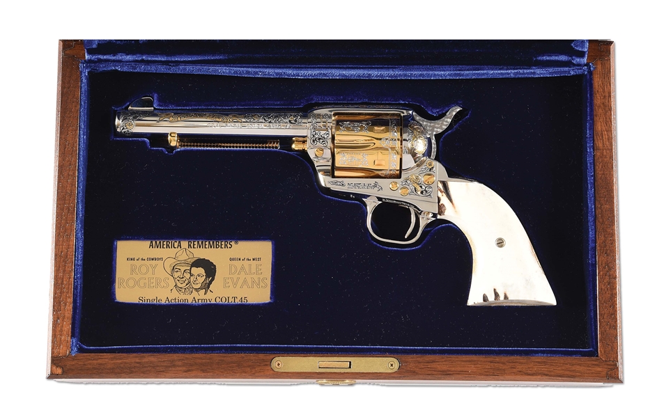 (M) COLT ROY ROGERS AND DALE EVANS COMEMMORATIVE SINGLE ACTION REVOLVER WITH PRESENTATION CASE AND FACTORY BOX.