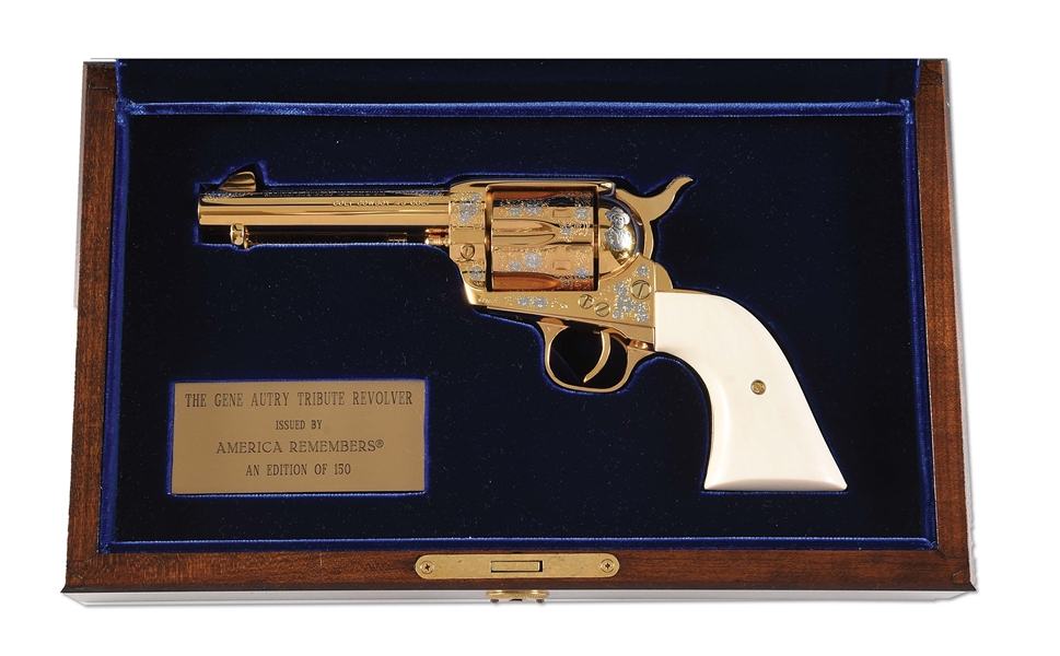 (M) COLT GENE AUTRY COWBOY REVOLVER WITH PRESENTATION CASE AND FACTORY BOX.