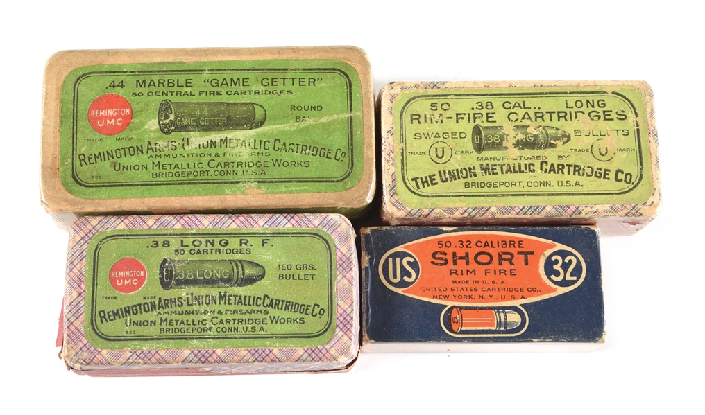 LOT OF 4: BOXES OF COLLECTIBLE AMMO.