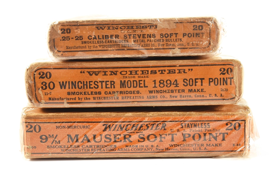 LOT OF 3: BOXES OF WINCHESTER AMMUNITION.
