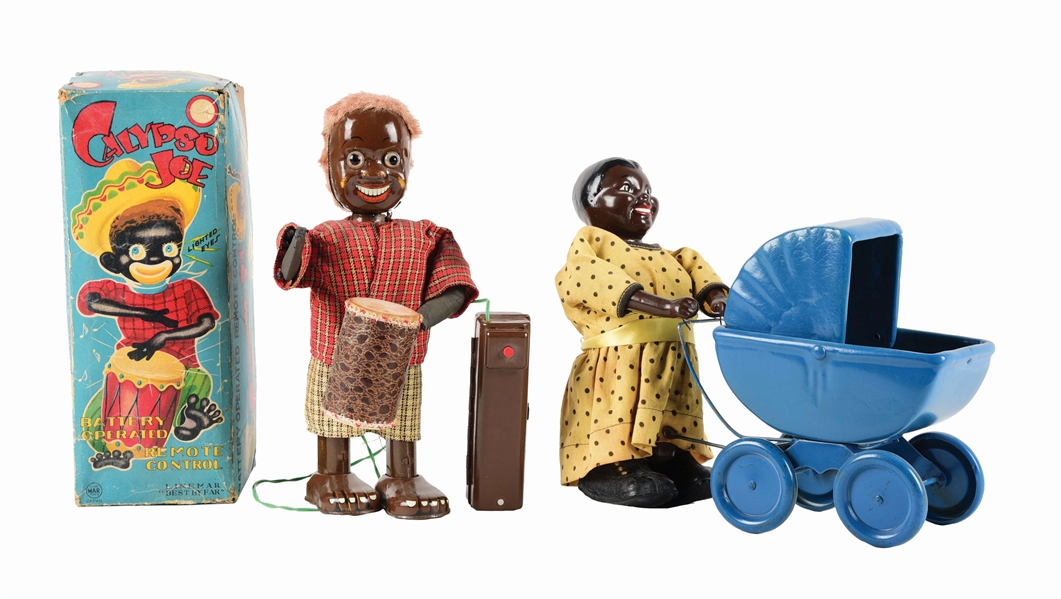 LOT OF 2: AFRICAN AMERICAN-THEMED BATTERY-OPERATED AND PUSH TOYS.