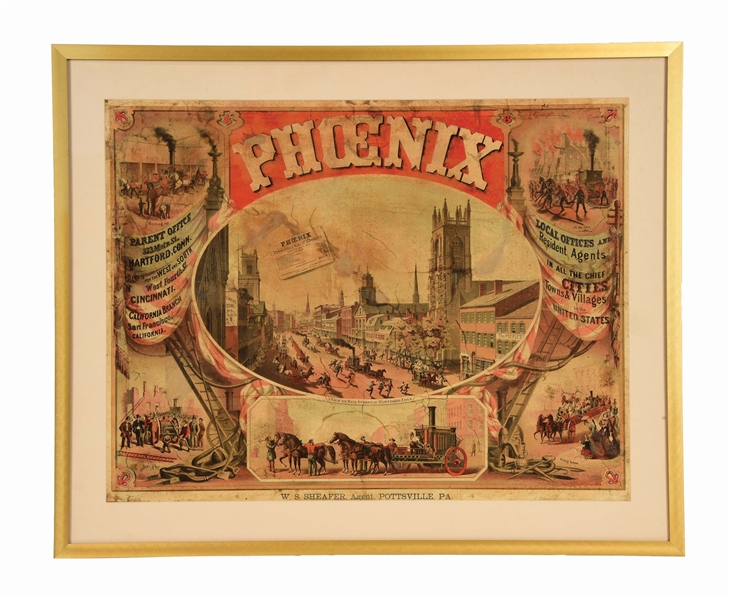FRAMED PHOENIX AND CO. INSURANCE ADVERTISEMENT. 