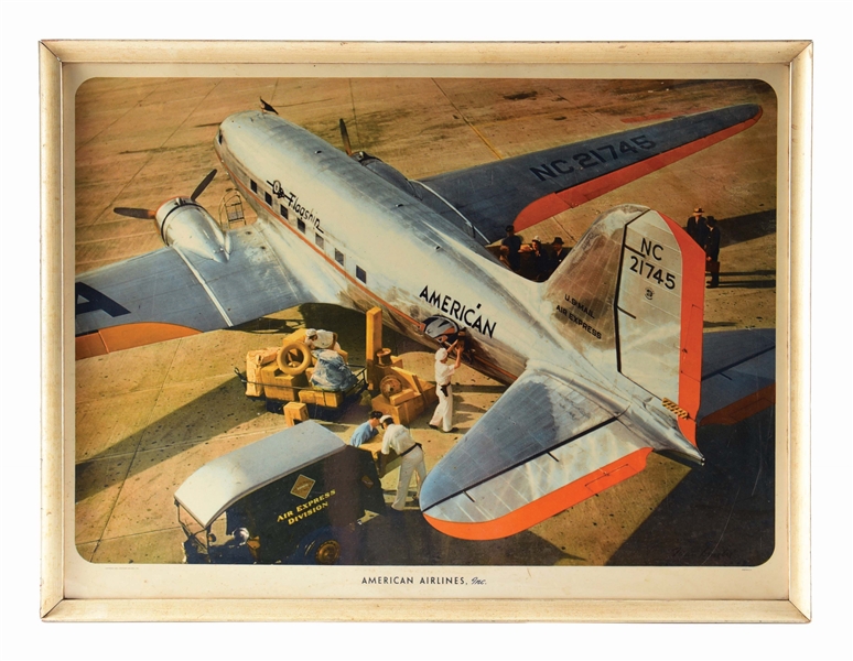 ORIGINAL FRAMED AD FOR AMERICAN AIRLINES.