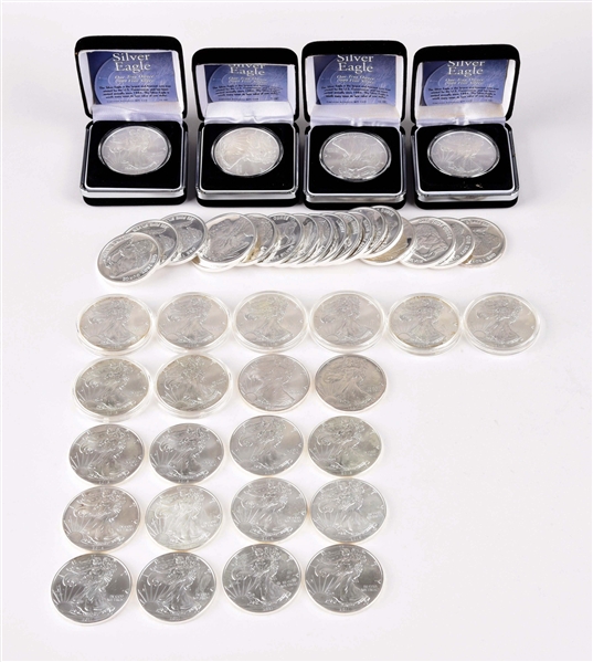 LOT OF SILVER EAGLE AND INDIAN/BUFFALO COINS. 