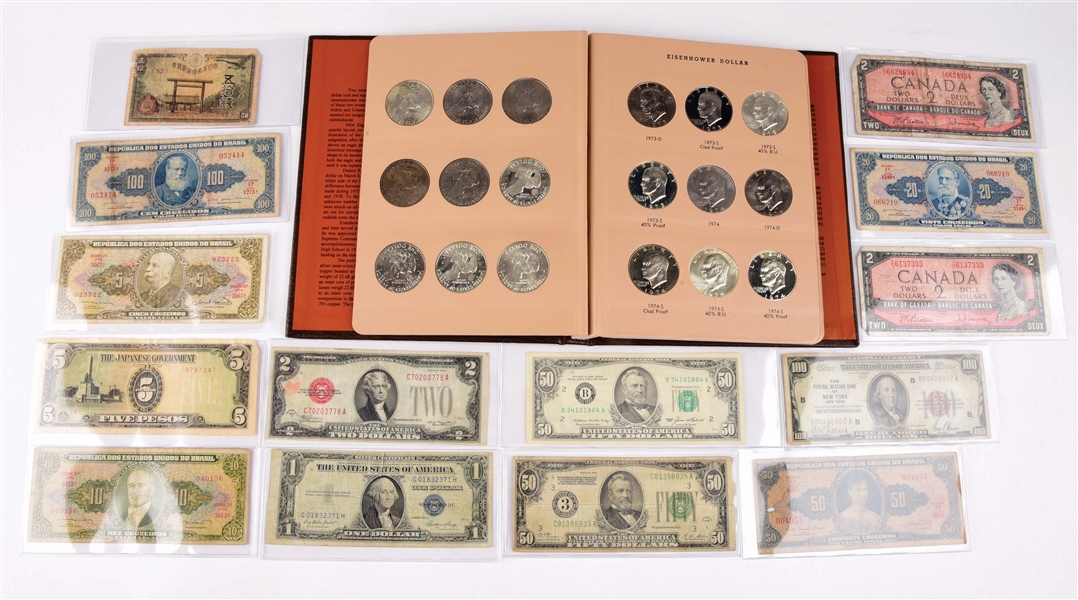 LOT OF IKES AND CURRENCY EISENHOWER DOLLAR COMPLETE COLLECTION.