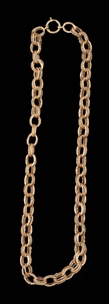 14K YELLOW GOLD HOLLOW LINK CHAIN NECKLACE.