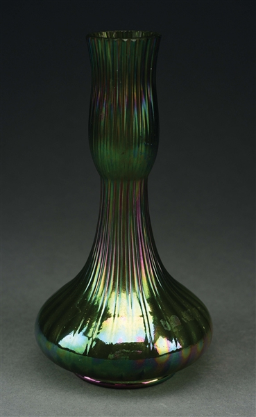 GREEN GLASS VASE.