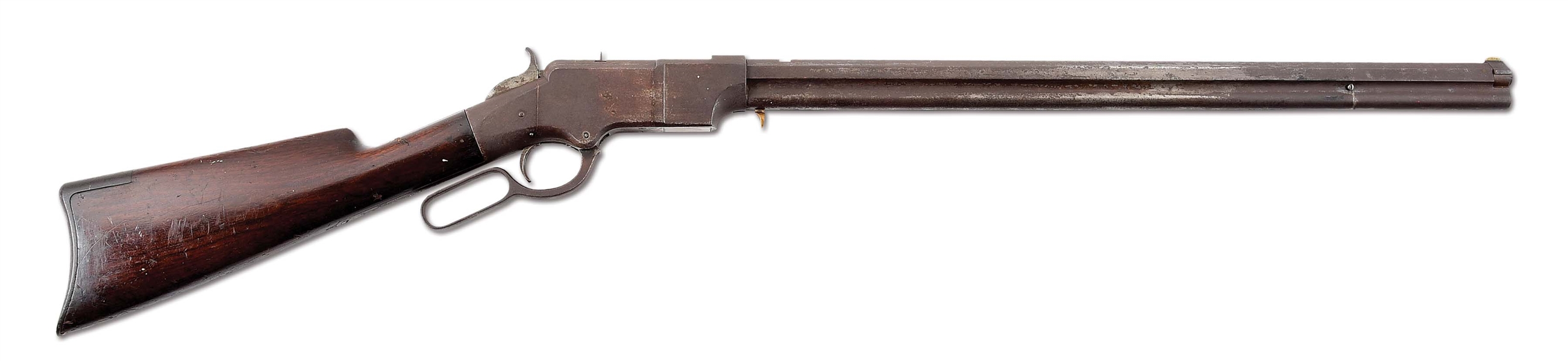 (A) DESIRABLE HENRY IRON FRAME LEVER ACTION RIFLE.