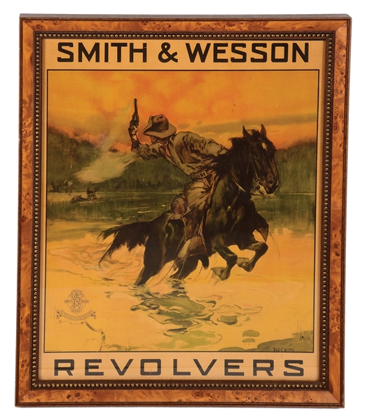 FANTASTIC SMITH & WESSON FIREARMS ADVERTISING SIGN.