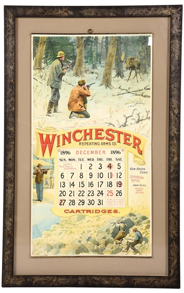 "THE FINISHING SHOT" WINCHESTER CALENDAR ADVERTISING SIGN.