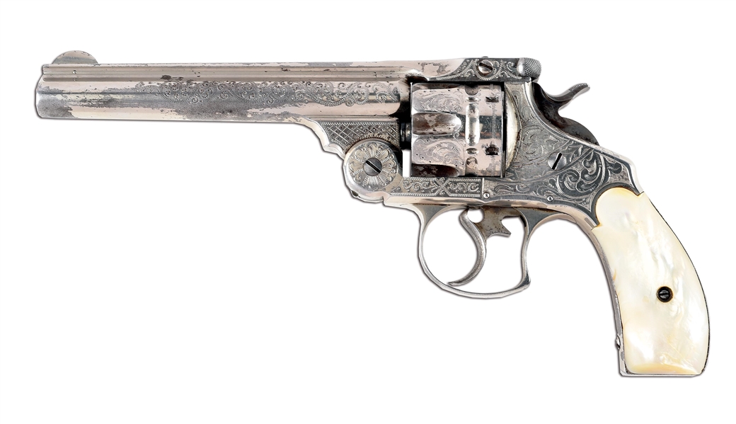 (A) ENGRAVED SALES SAMPLE SMITH & WESSON 1ST MODEL DOUBLE ACTION REVOLVER ATTRIBUTED TO TOMMY RHOLES COLLECTION.