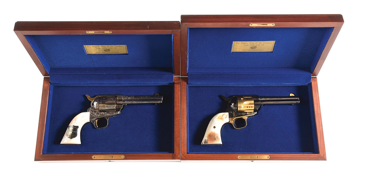 (M) LOT OF 2: COLT AND UBERTI US HISTORICAL SOCIETY ROY ROGERS COMEMMORATIVE SINGLE ACTION REVOLVERS
