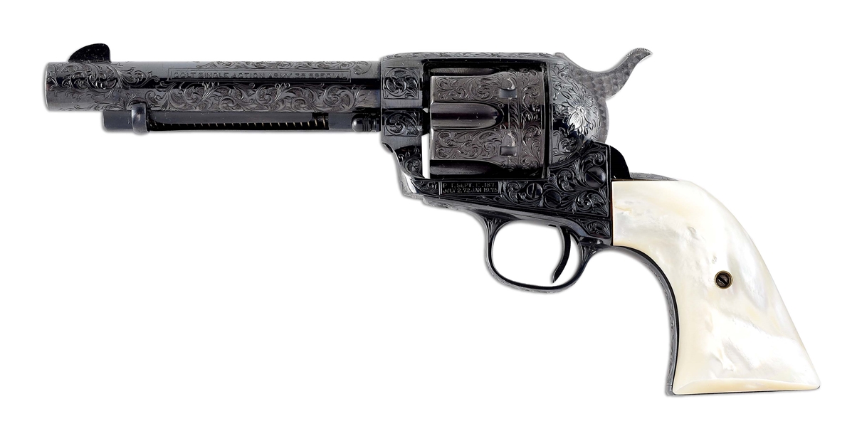 (A) CUSTOM ENGRAVED COLT SINGLE ACTION ARMY REVOLVER (1893).