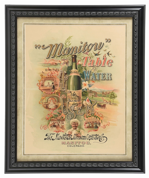 FRAMED MANITOU TABLE WATER AD.