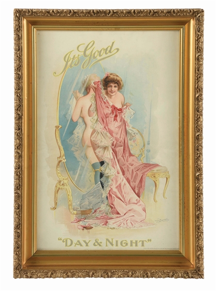 FRAMED ITS GOOD DAY & NIGHT PAPER AD.