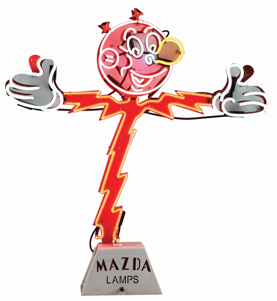 MAZDA LAMPS "REDDY KILOWATT" NEON SIGN.