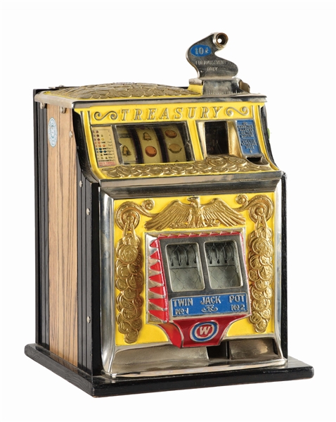 10¢ WATLING TREASURY TWIN JACKPOT SLOT MACHINE.