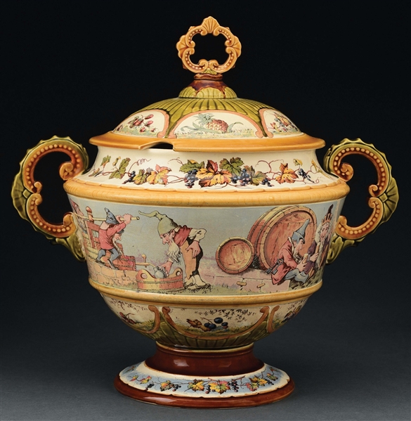 METTLACH  PUNCH BOWL WITH LID.