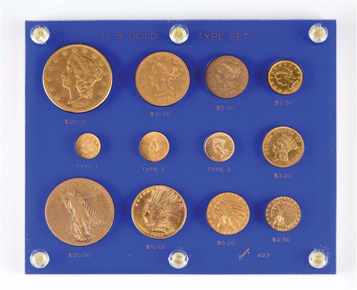 GOLD TYPE SET: 12 GOLD COINS. 